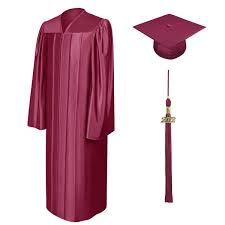 Shiny Garnet Bachelor Cap Gown Tassel Graduationapparel