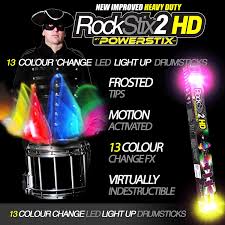 Amazon Com Pair Of Rockstix 2 Pro Colour Changing Led Light Up Drum Sticks Musical Instruments