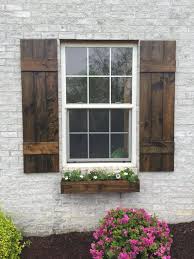 Wood Shutters Rustic Exterior Cedar Shutters Board Etsy Brick Exterior House House Shutters Shutters Exterior