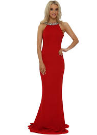 Low Scoop Back Crystal Red Evening Dress Red Evening Dress Dresses Designer Evening Dresses
