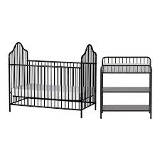 Little Seeds Rowan Valley Lanley Crib And Changing Table Set Black Walmart Com In 2020 Metal Crib Crib And Changing Table Combo Cribs