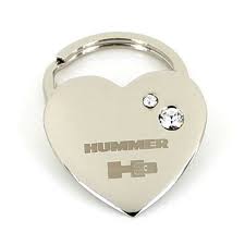 Hummer H3 Heart Shape Keychain W 2 Swarovski Crystals Hummer H3 Hummer Car Accessories