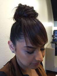 My Starbucks Barista Tucked The End Of Her Long Hair Into Bangs Las Vegas Hair Styles Hairstyle For Work Lazy Hairstyles