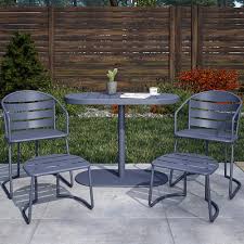 Find patio bistro tables at wayfair. Cosco Products Cosco Outdoor Furniture 5 Piece Patio Bistro Set With Nesting Ottomans Steel Gray