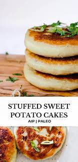 Aip Stuffed Sweet Potato Cakes Paleo Dairy Free Heal Me Delicious Recipe Sweet Potato Recipes Sweet Potato Cake Savory Sweet Potato Recipes