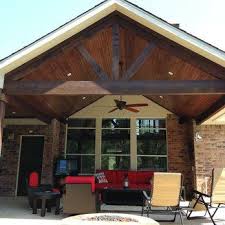 Gable Roof Patio Cover Attached To Existing House With Cedar Beams And Posts And Wood Stained Ceiling Yelp Patio Addition Backyard Patio Designs Patio Roof