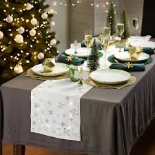 Led Light Up Christmas Table Runner With Snowflake Motif Lakeland Christmas Dining Table Decor Christmas Table Christmas Table Runner