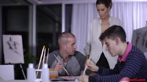 Naughty Mommy Sensual Jane fucks stepson and neighbor  Xozilla.com