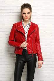 Aliexpress Com Buy Factory Women Leather Jackets Real Sheep Skin Brand Slim Short Red Color Bomber Womens Red Blazer Leather Jackets Women Red Blazer Jacket