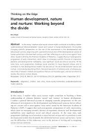 Pdf Human Development Nature And Nurture Working Beyond The Divide