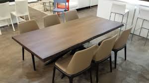 New In Showroom Solid Walnut Wood Dining Table And Dark Beige Dining Chairs Nature And Contemp Modern Dining Table Contemporary Dining Table Beige Dining Chair