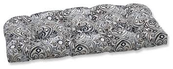 We use buttons covered with the same fabric that the cushions are made from. Outdoor Indoor Corrinthian Driftwood Wicker Loveseat Cushion Mediterranean Outdoor Cushions And Pillows By Pillow Perfect Inc Houzz