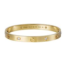 Cartier Love Bracelet 18k Yellow Gold Set With 4 Diamonds Cartier Love Bracelet Love Bracelets Cartier Bracelet