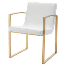 Enjoy free shipping with your order! Clara Curved White Leather Gold Accent Chair