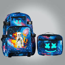 Marshmello School Backpack With Detachable Lunch Bag Glow In Dark Bags Backpacks School Backpacks