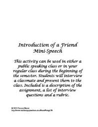 Introduction Of A Friend Mini Speech Public Speaking Public Speaking Quotes Public Speaking Activities