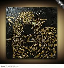 Black And Gold Artwork Original Cat Panther Leopard Painting Abstract Black Gold Wall Art Large Metallic Modern Palette Knife Textured Made T Leopard Painting Gold Wall Art Painting