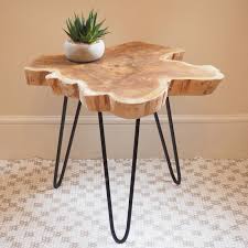 Rustic Wood Slice Coffee Table On Hairpin Legs In 2020 Wood Slice Coffee Table Tree Trunk Table Tree Trunk Coffee Table