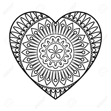 The echo of those spheres resounds in the heart of this mandala. Doodle Heart Mandala Coloring Page Outline Floral Design Element Royalty Free Cliparts Vectors And Stock Illustration Image 61096848
