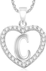 Print love alphabets on pendent. Divastri C Letter Alphabet Chain Necklace Pendants For Girls Boys Women Mens Valentine Gift Silver Cubic Zirconia Diamond Alloy Pendant Price In India Buy Divastri C Letter Alphabet Chain