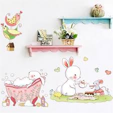 Dessins en couleurs à imprimer : Beibaopa Autocollant De Dessin Anime Lapin Mignon Chambre Bebe Chambre Maternelle Decoration Autocollants Papier Peint Am9171 Cdiscount Maison