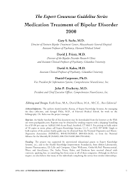 Pdf The Expert Consensus Guideline Series Medication Treatment Of Bipolar Disorder 2000