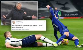 Der fc chelsea hat es verpasst die qualifikation für die champions league so gut wie perfekt zu machen. Tottenham Star Eric Dier Slammed On Social Media After His Clumsy Foul On Timo Werner Daily Mail Online