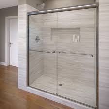 Basco Celesta 60 In X 71 1 4 In Semi Frameless Sliding Shower Door In Chrome With Aquaglidexp Clear Glass Celh05a6071xpsv In 2020 Shower Doors Frameless Sliding Shower Doors Framed Shower Door