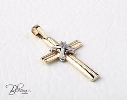 Men S Gold Cross Pendant 14k Solid Gold Cross Necklace Mens Gold Cross Modern Gold Cross For Men Mens Gold Necklace Bloom Jewellery In 2021 Gold Chains For Men Gold Necklace