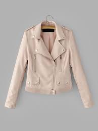 Ribbed Hem Pu Biker Jacket Shein Sheinside Winter Jackets Women Jackets Leather Jackets Women