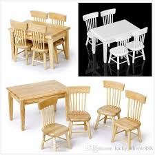 Aura round concrete dining table, white linen by trueform concrete, llc. Wood Dining Table Chair Model Set 1 12 Scale Toy Dollhouse Miniature Home Kitchen Dolls House Furniture Kits White From Lucky Clover888 8 55 Dhgate Com