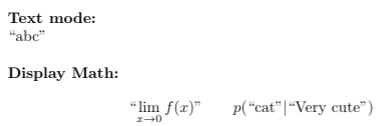 How To Write Quotation Marks In Math Environment Tex Latex Stack Exchange