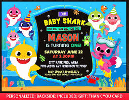 Baby shark invitation template editable. Baby Shark Invitation Boy Baby Shark Birthday Invitation Etsy Shark Birthday Invitations Boy Birthday Invitations 1st Birthday Invitations Boy