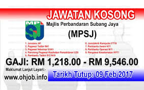 Banyak peluang kerjaya terkini di #mpsj.jom mohon sekarang juga. Jawatan Kosong Majlis Perbandaran Subang Jaya Mpsj 09 Februari 2017 Kerja Kosong Majlis Perbandaran Subang Jaya Mpsj Februari 2017 P Subang Jaya Subang