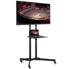 It easily connects to the bolt holes behind your tv for a durable and sleek table top installation. Yaheetech 32 To 65 Inch Mobile Tv Cart Universal Flat Screen Rolling Tv Stand Trolley Console Stand With Mount For Led Lord Of The Grills