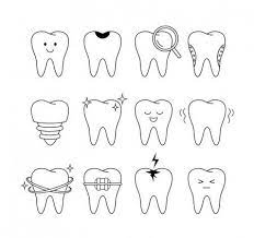 Tooth Icons Set Outline Style Different Facial Expressions Dental Care Sponsored Set Outline Tooth Odontologia Habitos De Higiene Tatuaje De Diente