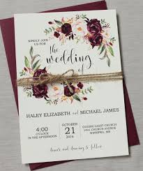 Marsala Wedding Invitation Suite Burgundy Pink Bohemian Wedding Invite Set Marsala Wedding Invitation Bohemian Wedding Invitations Wedding Invitation Sets