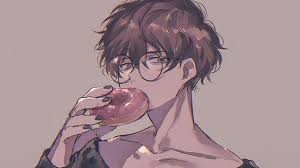 I have brown hair but i have brow eyes. Hd Wallpaper Anime Original Boy Brown Hair Doughnut Wallpaper Flare
