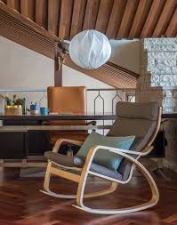 Mid Century Modern Home Mad Men Style Office Ikea Poang Rocking Chair With A Bemz Respect Brinken Herrin Arm Chair Covers Poang Rocking Chair Rocking Chair