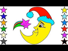 How To Draw Moon And Star Colouring Pages For Kids With Colored Markers Star Coloring Pages Moon Drawing Coloring Pages For Kids