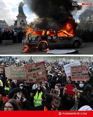 More than 1,200 people were arrested and 150 police officers injured as  nationwide protests over rising living costs and deteriorating public  services turned violent across France. An estimated 550,00