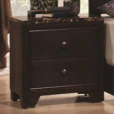Wine rack, desks, dressers, drawers, entertainment units, futons Conner Nightstand In Dark Walnut Finish With Faux Marble Top By Coaster 200422