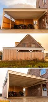 White Glued Wood Flat Roof Carport Carport Flat Glued Roof White Wood In 2020 Diy Carport Carport Diy Shed