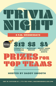 Northwest highway, thursdays at 7:30pm arlington heights: Mac S Trivia Night In Chicago At Mac S Wood Grilled