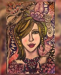 Doodle Darling" #originalartwork #doodleart #doodleportrait #zentangle  #zentangleart #figurativeart #figurativeexpressionism #doodlesofinstagram  #divinefeminine #5d #5dart #creativeexpressionism