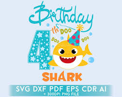Birthday Shark Svg Clipart 4th Birsthday Boy Shark Svg Eps Ai Image 0 Shark Birthday Toy Story Invitations Baby Shark