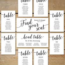 Printable Seating Chart Wedding Seating Chart Cards