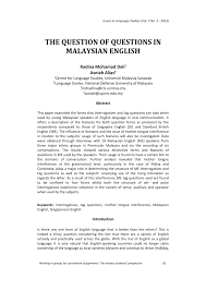 Pdf The Question Of Questions In Malaysian English