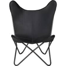 This black leather edition with aread more. 1938 Black Leather Butterfly Chair