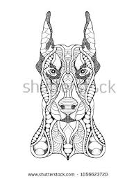 Doberman Pinshcer Dog Zentangle Stylized Freehand Vector Illustration Print For Pod Sites And Coloring Books Zentangle Artwork Doberman Doberman Tattoo